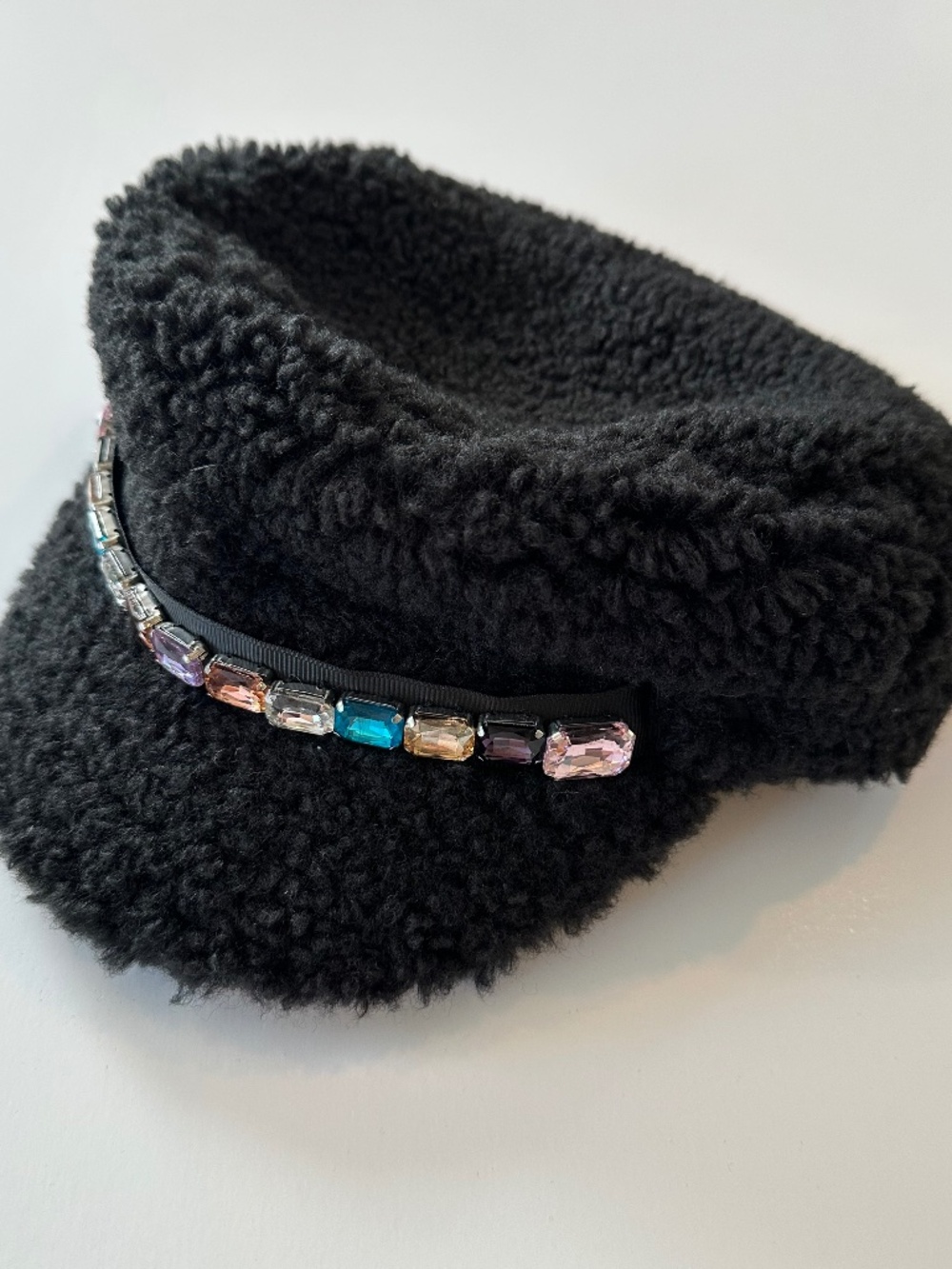 Jocelyn | Girls Faux Shearling Embellished Baseball Cap | O/S | Black